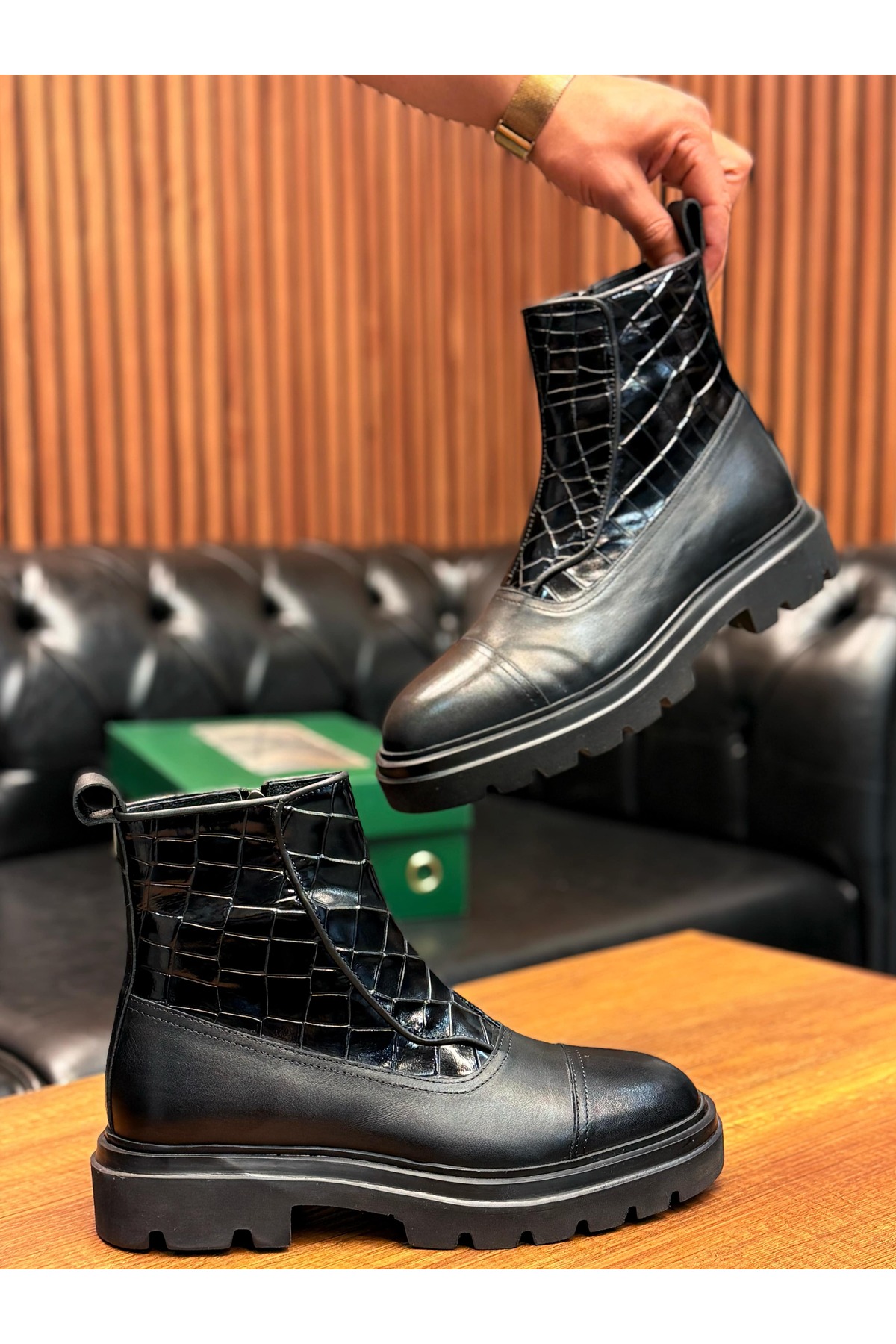 Avni Ceylan  Siyah Kroko Uzun Bot - Görsel 4