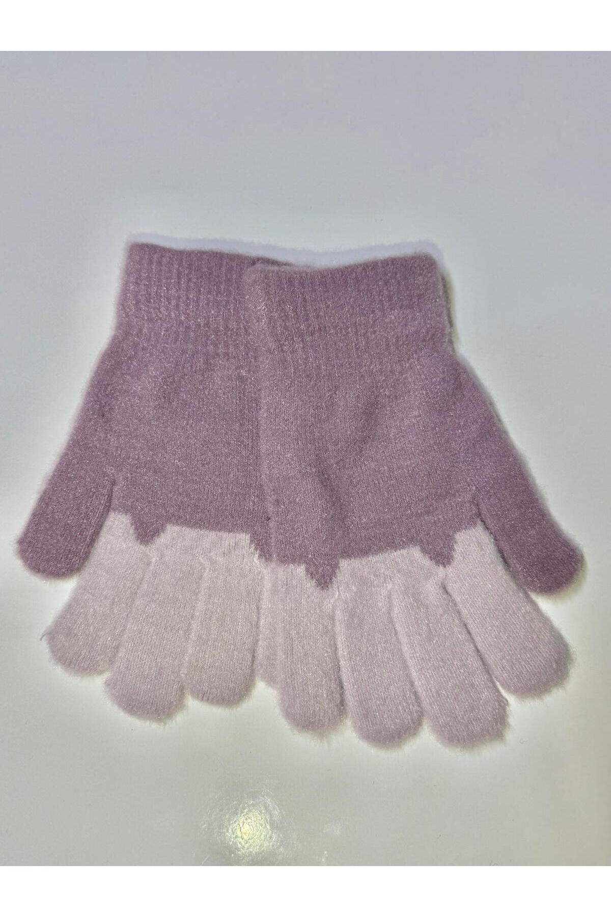 JHTshop kız çocuk Örme Jakarlı Sıcak Beş Parmak Eldiven Sevimli kucaklama Ayı nakışlı 4-8 yaş fotoğrafı 2 (önizleme)