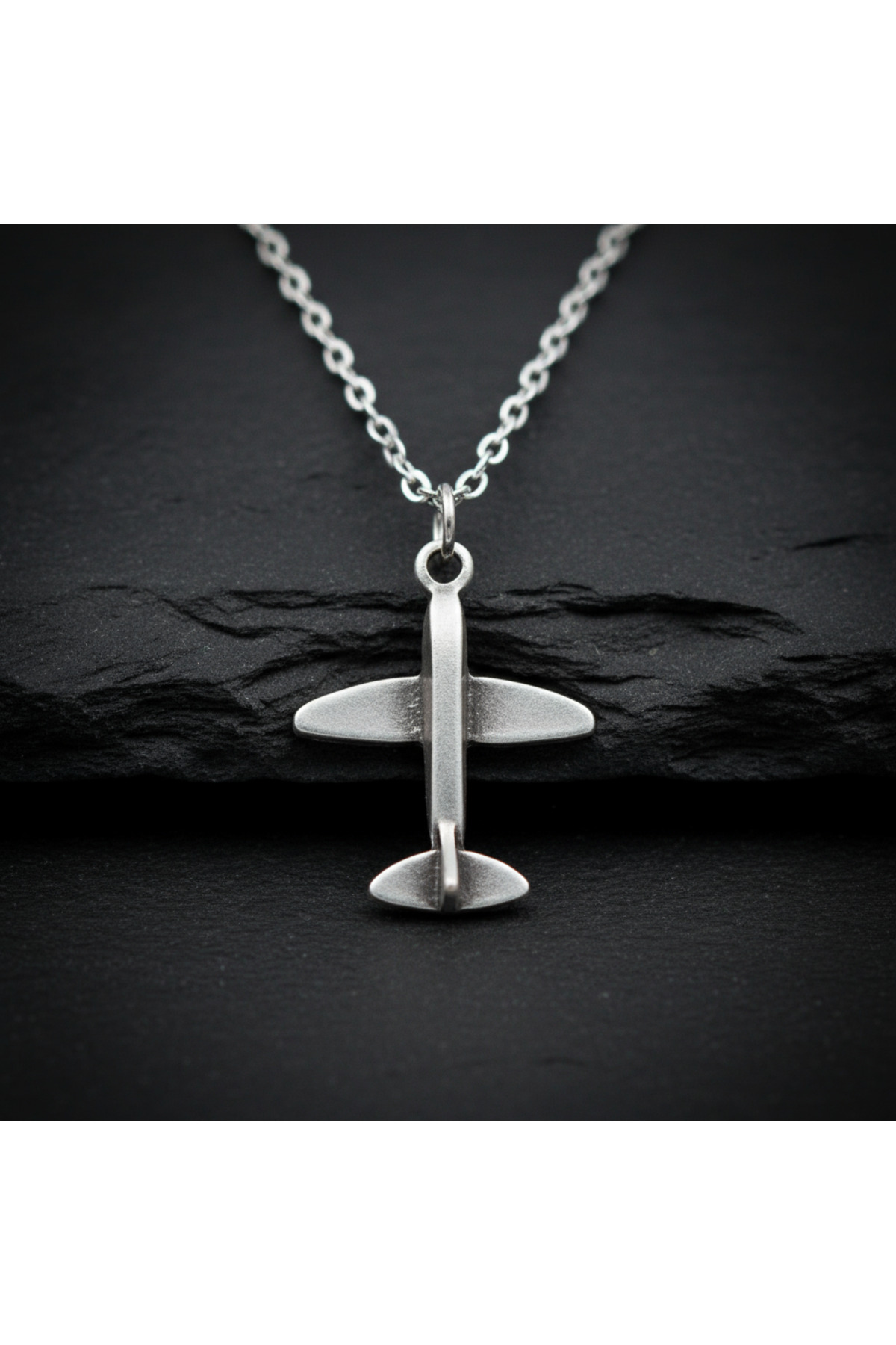 Alooya Minimal Uçak Gümüş Kaplama Düz Zincir Kolye