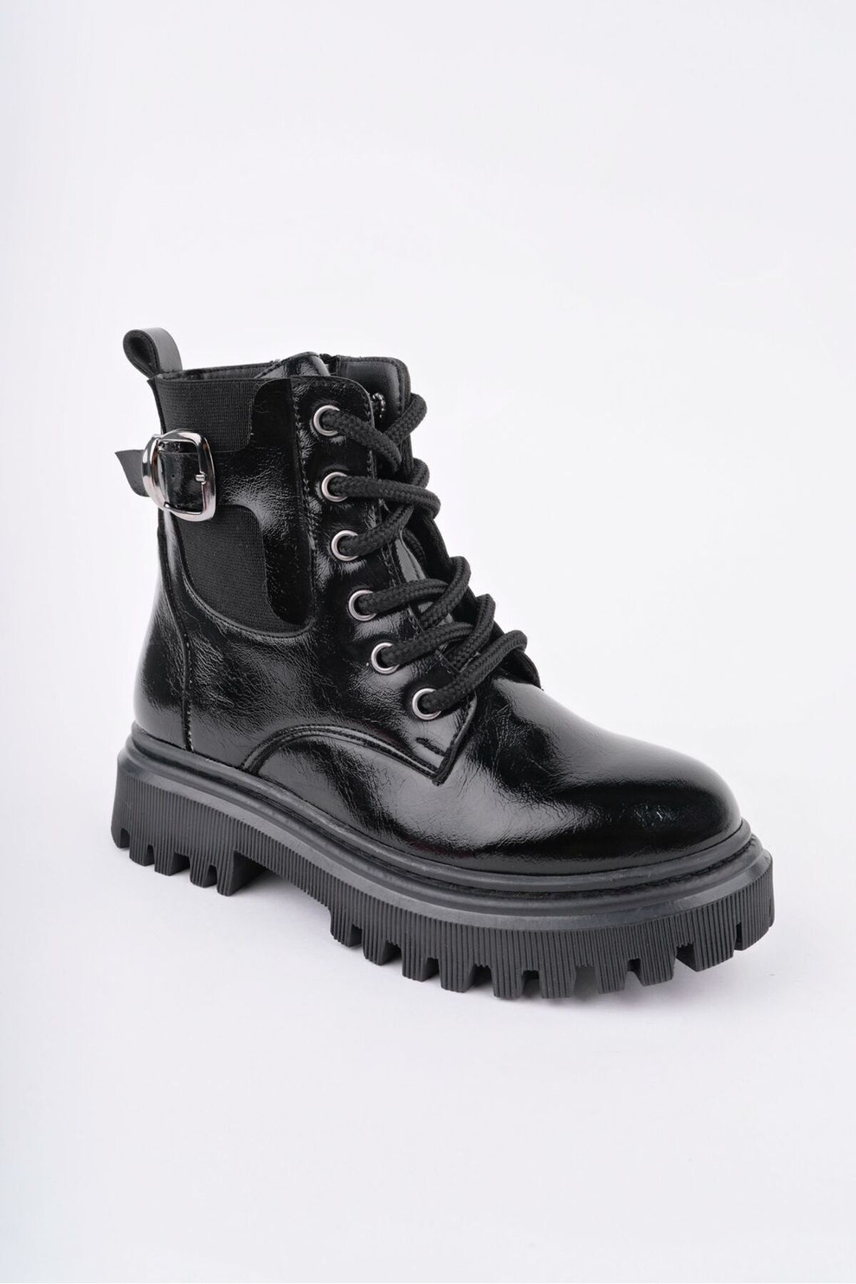 Prensesbenim Kırışık rugan siyah bot