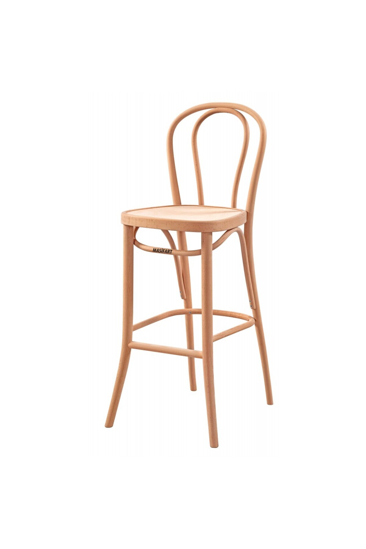 Masifart Renat Vazo Bar Sandalyesi Cilasız Ham