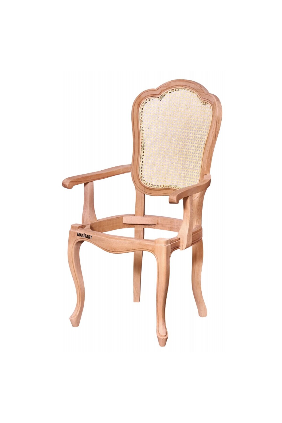 Masifart Lamar Hasırlı Florya Kollu Sandalye Cilasız Ham