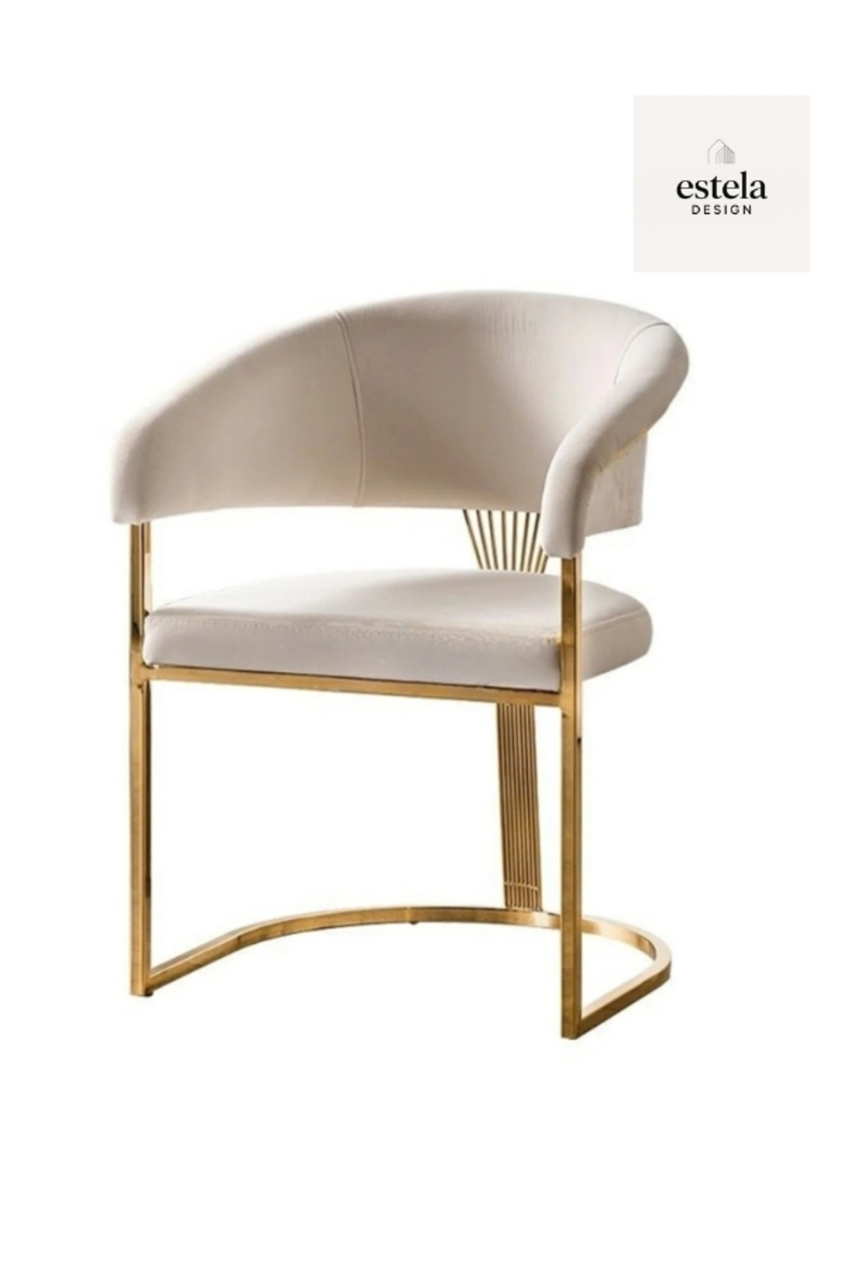 Rüya Modern Gold Metal Yemek Masası Sandalyesi/Makyaj Sandalyesi