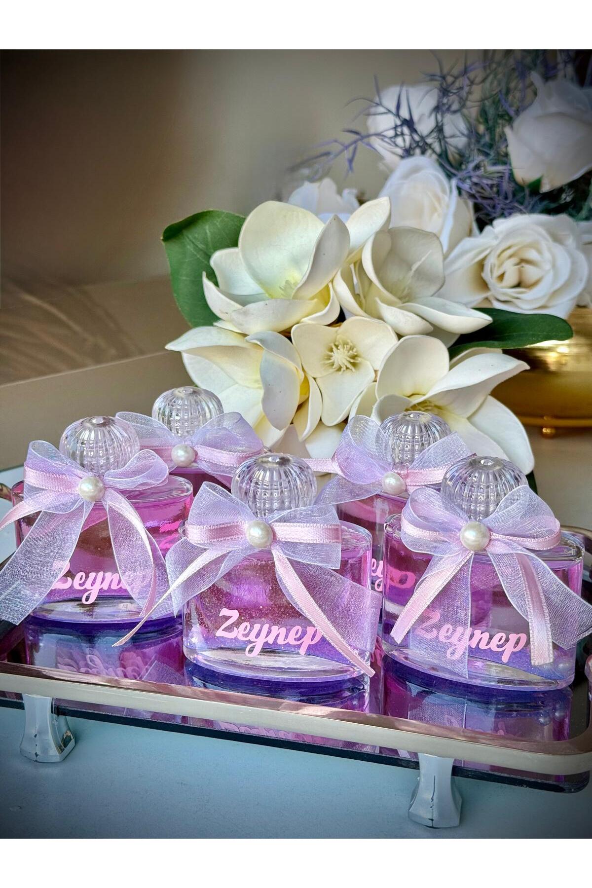 cacagift design Renkli Mevlid-Doğum Bebek kolonyası Cam İsimli 10lu Hediyelik Kolonya fotoğrafı 6 (önizleme)