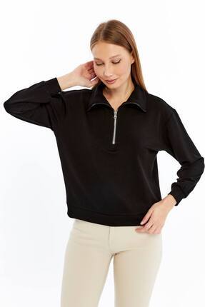 Maison La Femme Kadın Sweatshirt Fermuarlı Dik Yaka