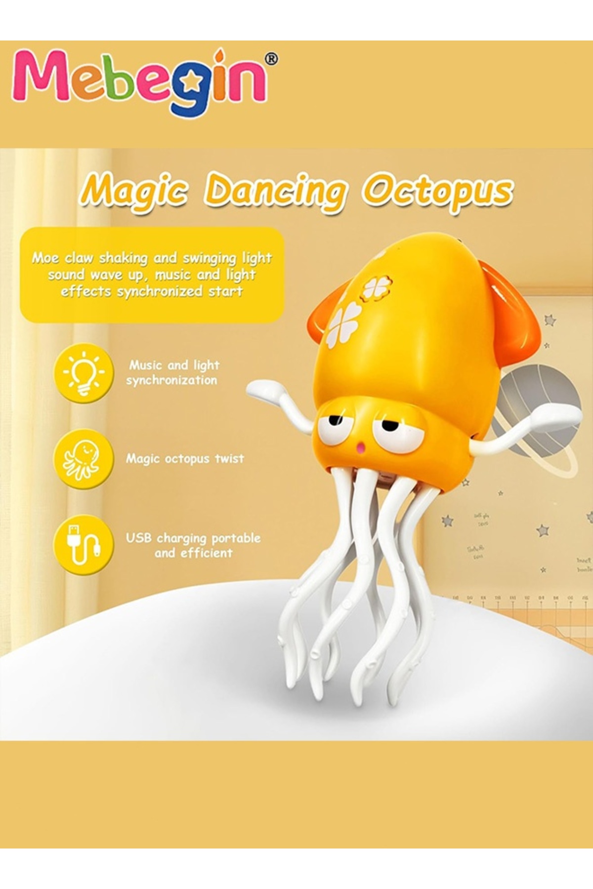 عروسک دریایی برق‌دنس اکتوپوس، اسباب‌بازی خودکار با قابلیت فرار، دارای چراغ LED و موسیقی، تعاملی