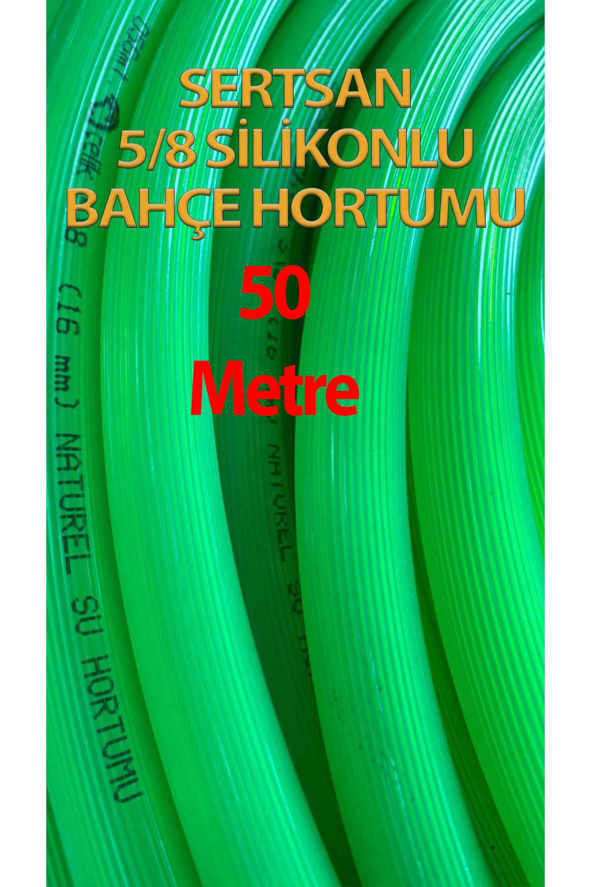 Sertsan Silikonlu Bahçe Hortumu 5/8 Yeşil Renk 50 Metre