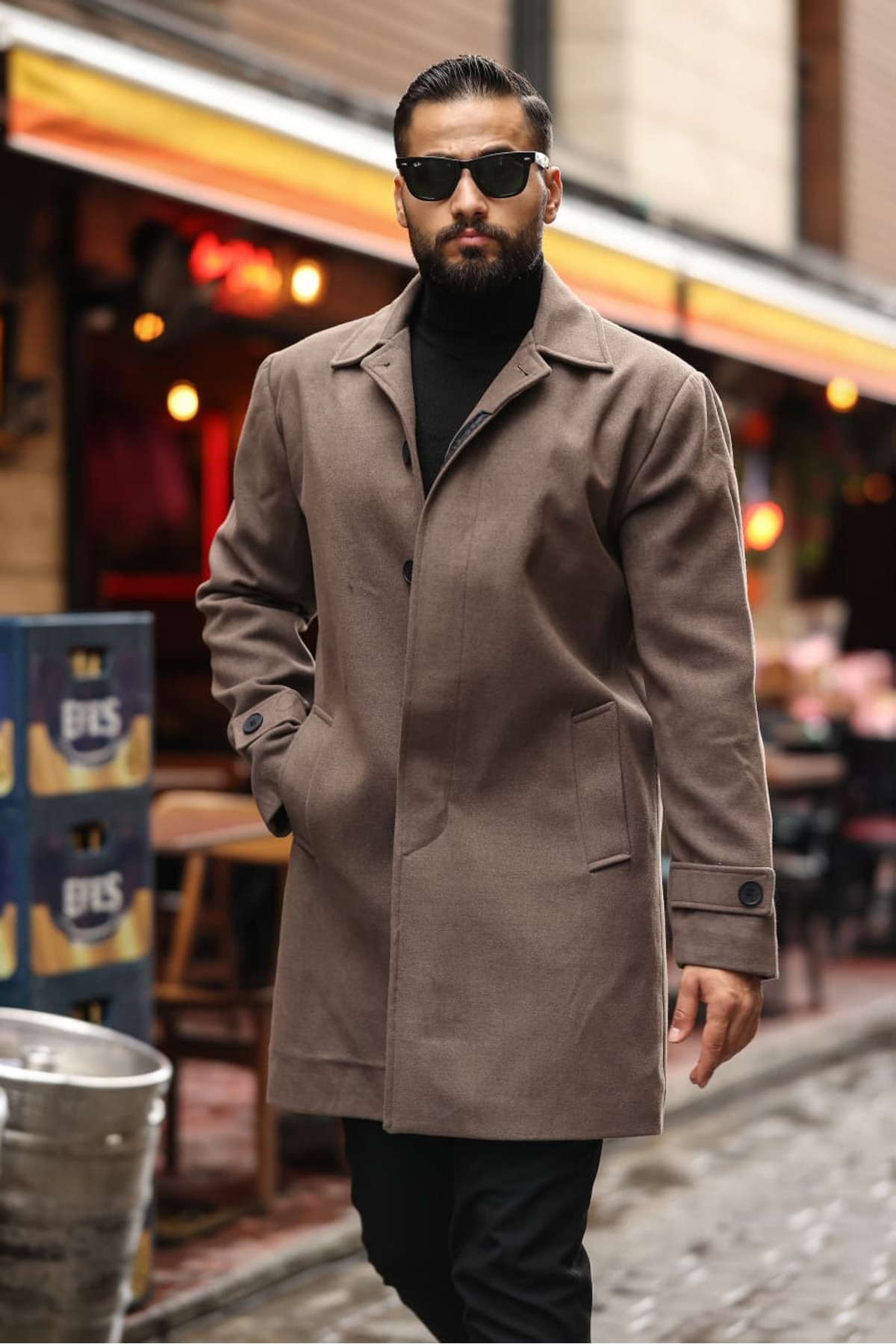 Erkek Vizyon Regular Fit Kaşe Kaban — بژ 2501