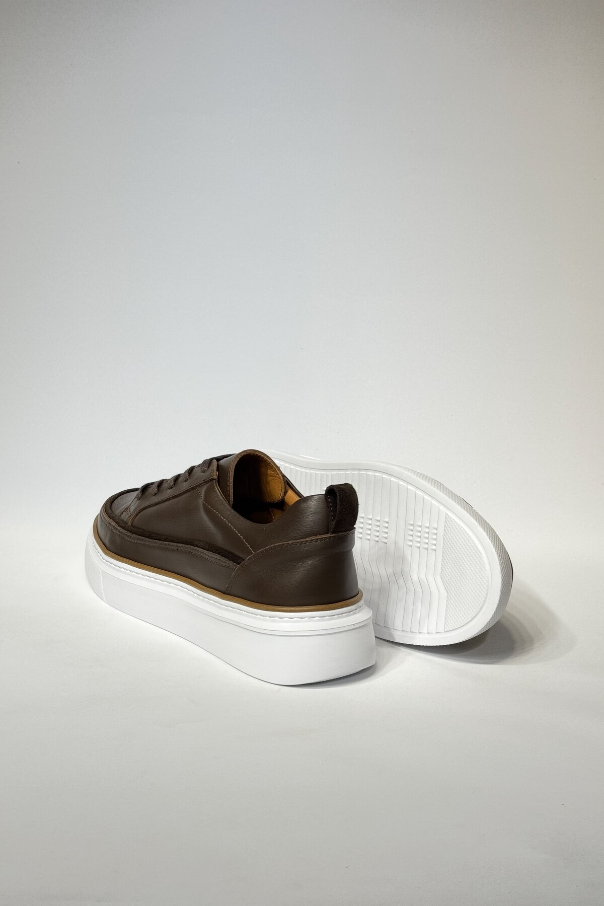 velravin  Marlon Erkek Hakiki Natural Deri Bağcıklı Kahverengi Casual Ayakkabı - Görsel 3