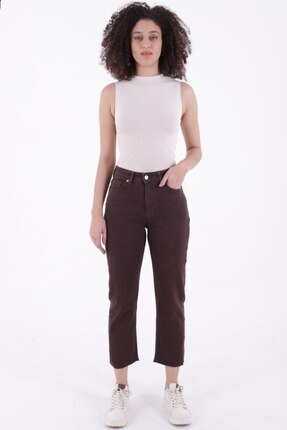 Xlovejeans Paçaları Dikişsiz ve Yüksek Belli Cepli Astarsız Kadın Kot Pantolo...