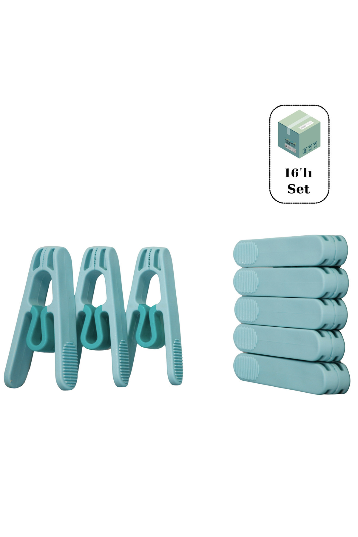 Makker Home 16'lı Premium Plastik Yaysız Mandal, Kırılmaz Mandal, Çamaşır Mandalı, Yaysız Mandal, Poşet Klipsi