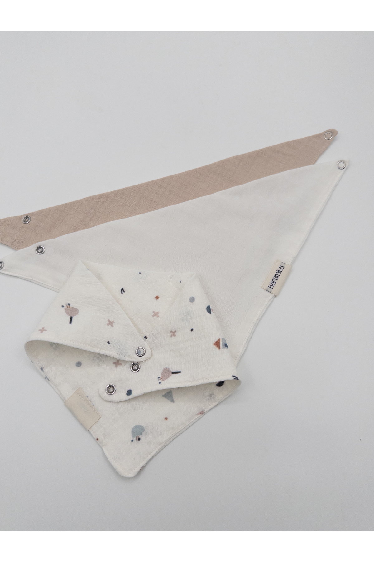 KARAMİLA 3'Lü Bebek Müslin Önlük / Pamuklu fotoğrafı 2 (önizleme)