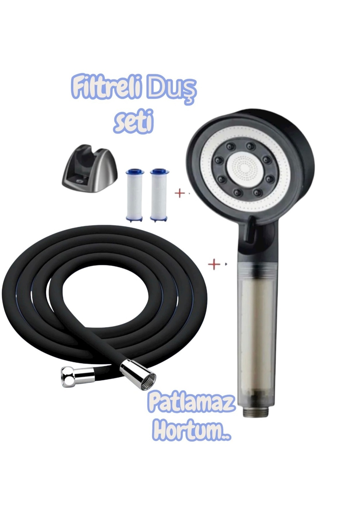 TRUVA Silikon duş hortum seti uzun ömürlü kireç önleyici set