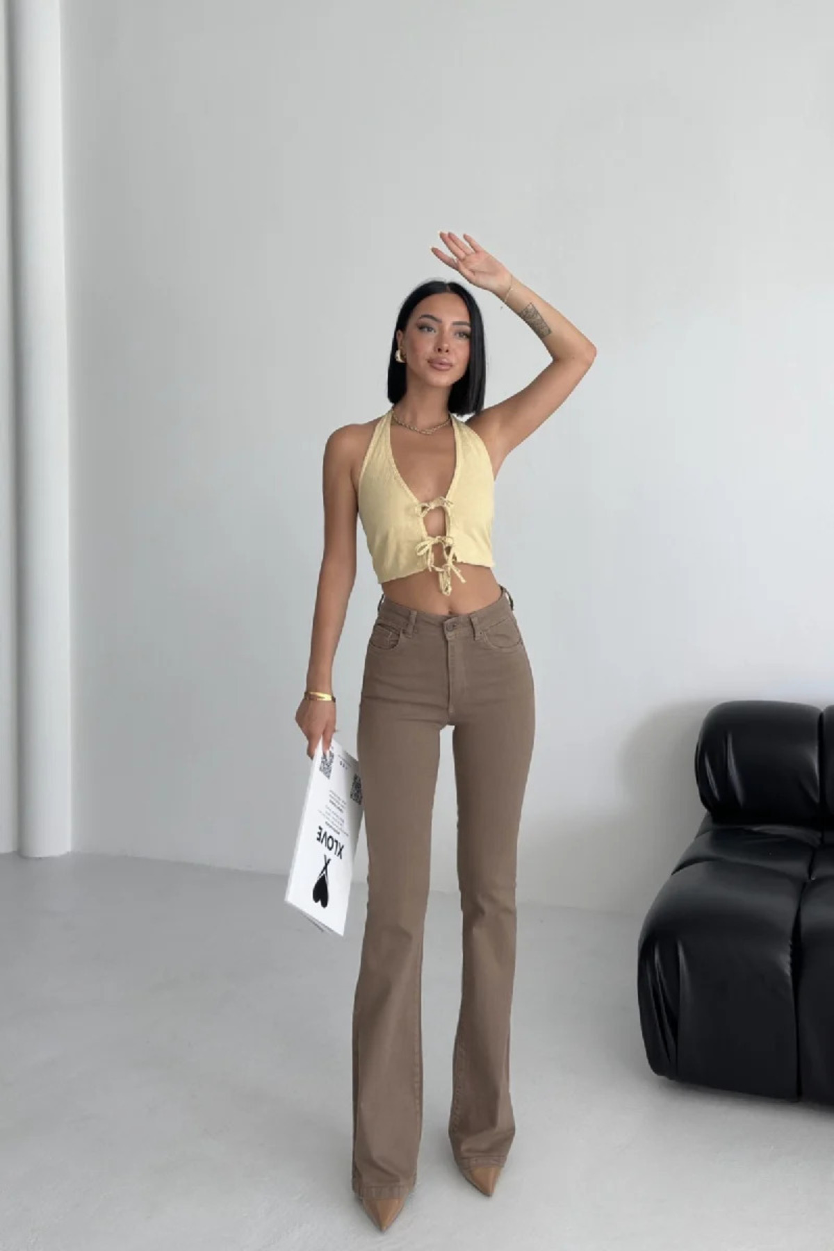 Coşkun GİYİM  Kadın İspanyol Paça Skinny Kot Pantolon TOPRAK 867-72 - Görsel 4