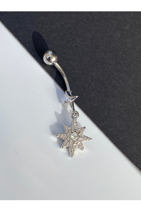 kurukafagift Göbek Piercing Çelik Venüs Yıldız Figürlü Gümüş Renk