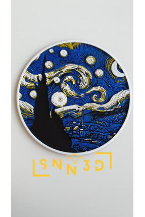 SNN3D Yıldızlı Gece - Starry Night Bardak Altlığı