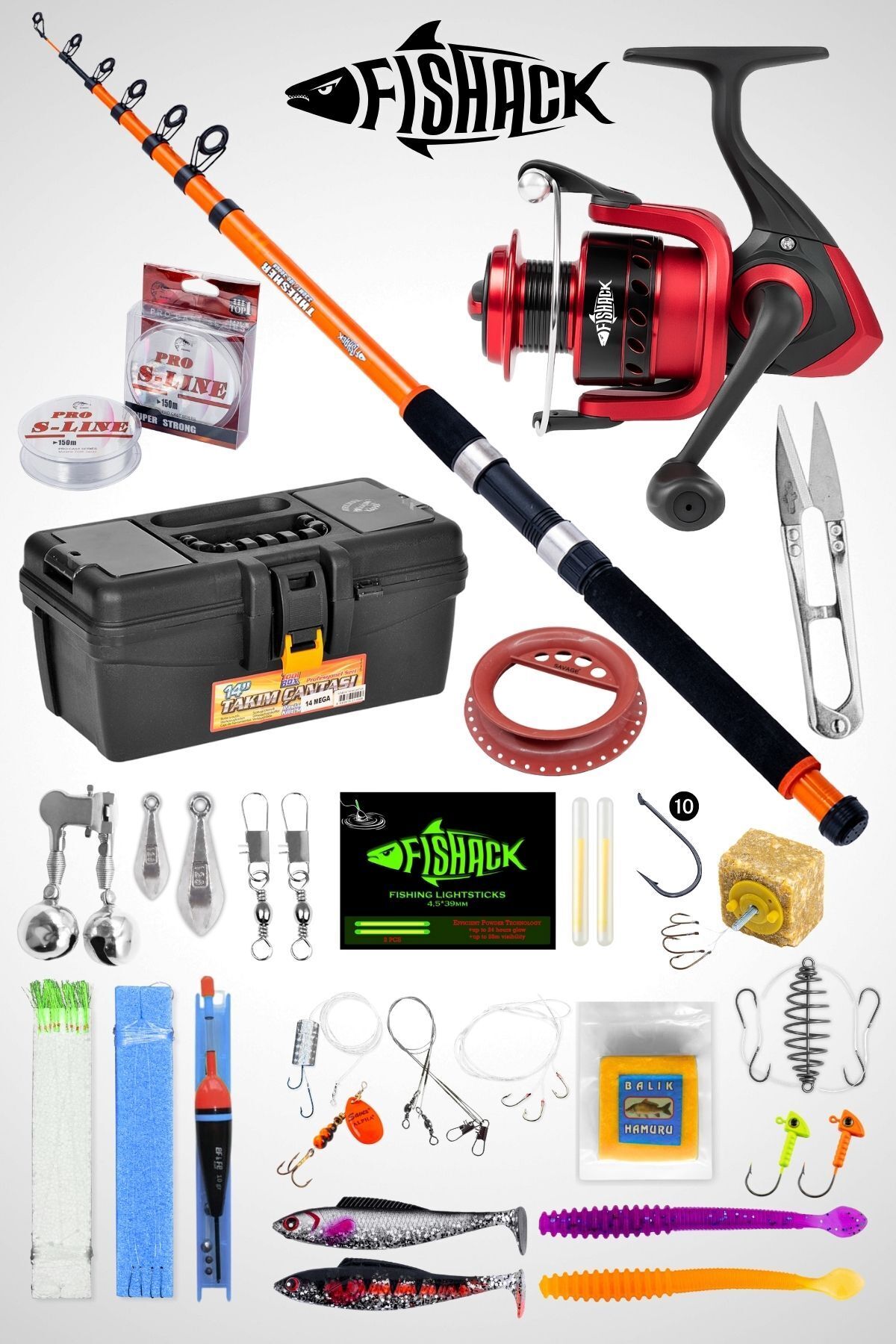 Fishack Deniz Ve Göl Profesyonel Olta Takımı Seti (Metal 6000'lik Makine + 360cm 100-300g Atarlı Kamış)