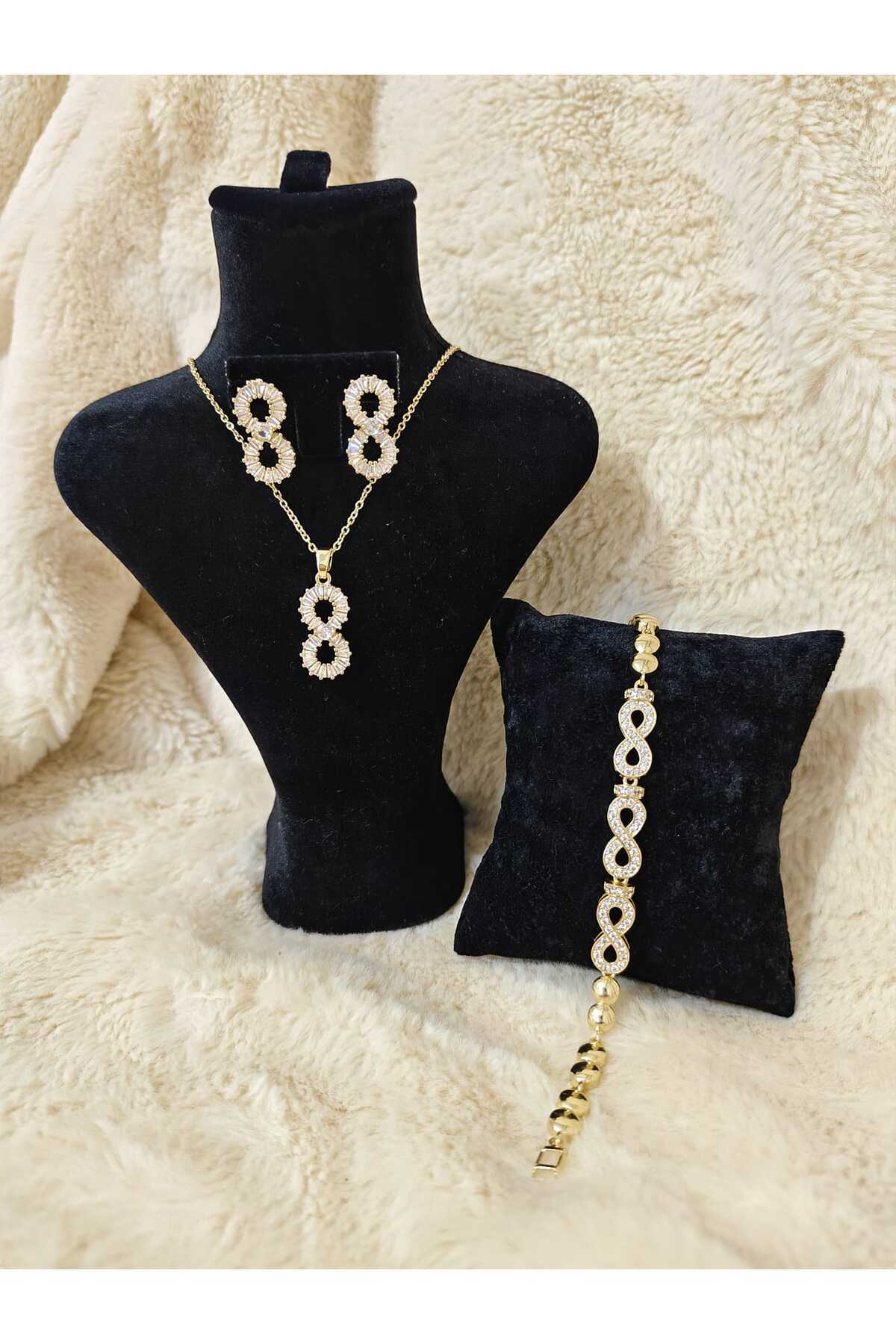 Tuel Çelik Kolye -Küpe - Bileklik Seti