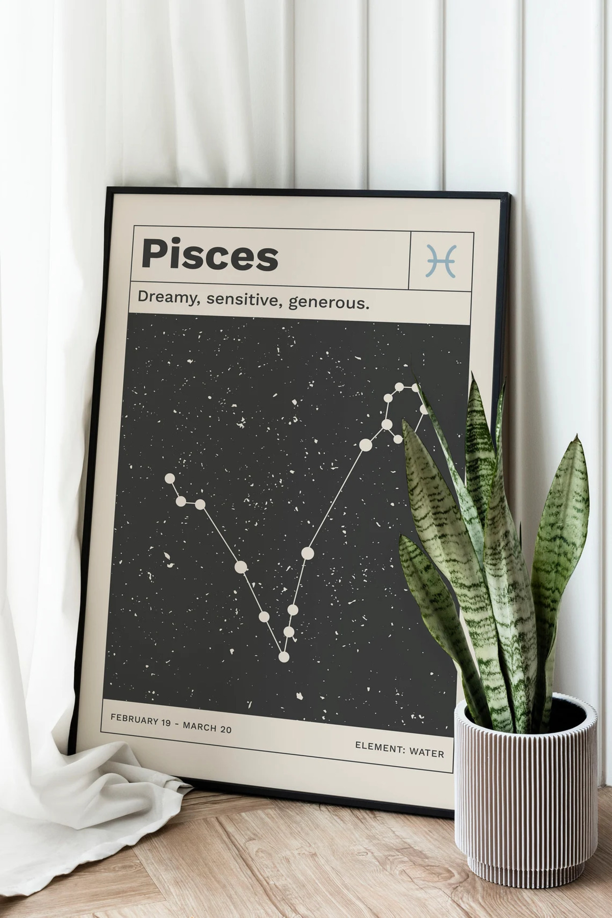 Framed Pisces Table - Zodiac Table - Astrology Table - Star Map Table - Hall Table