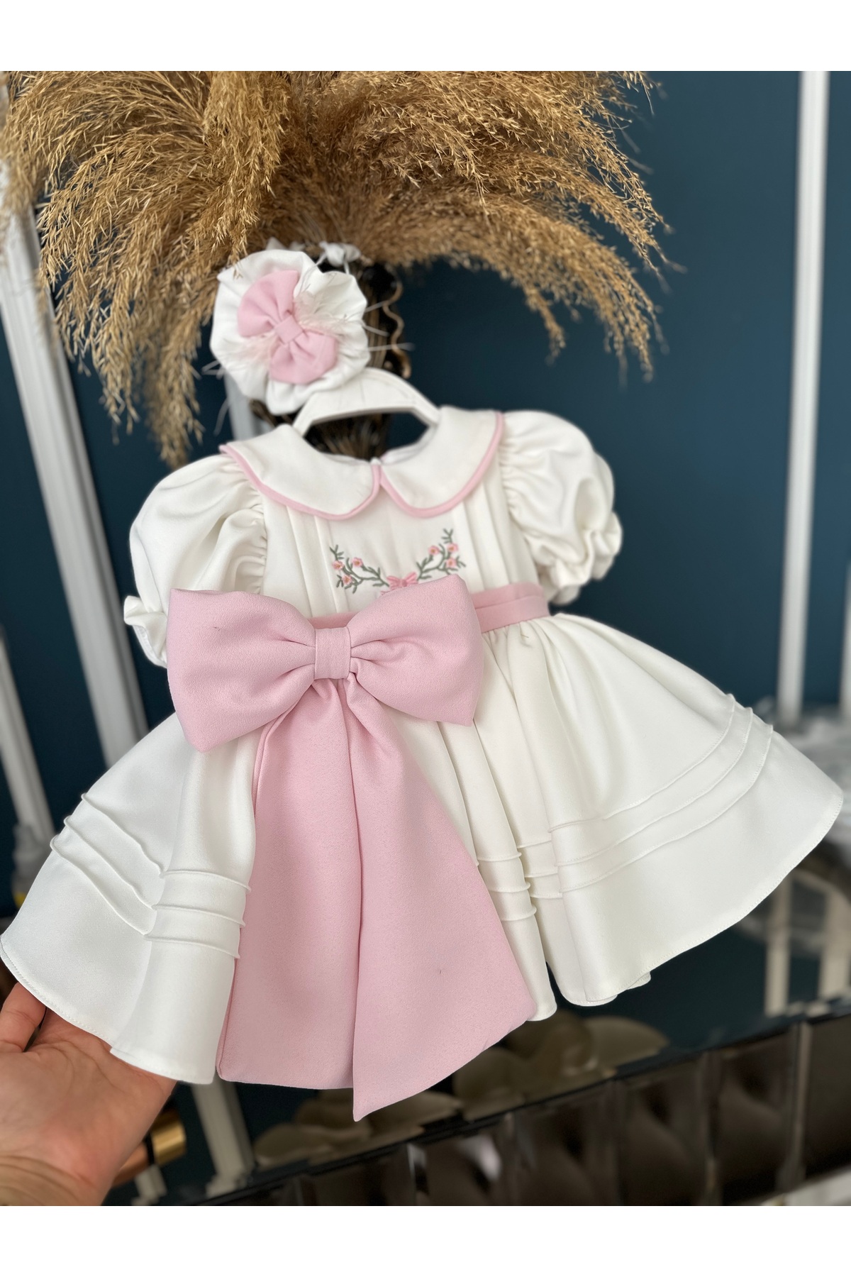 Dizaynbyasena Mevlüt elbise yaka çiçek detaylı fotoğrafı 4 (önizleme)