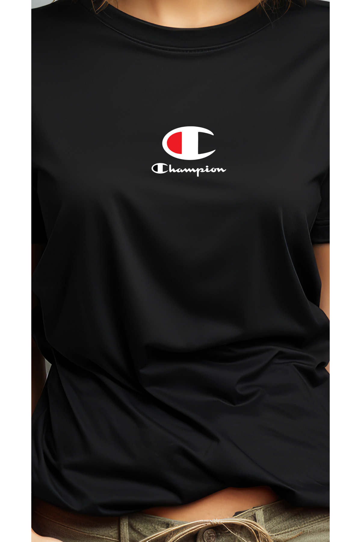 Free Tarz Чемпіонський принт Новий дизайн Чорна футболка