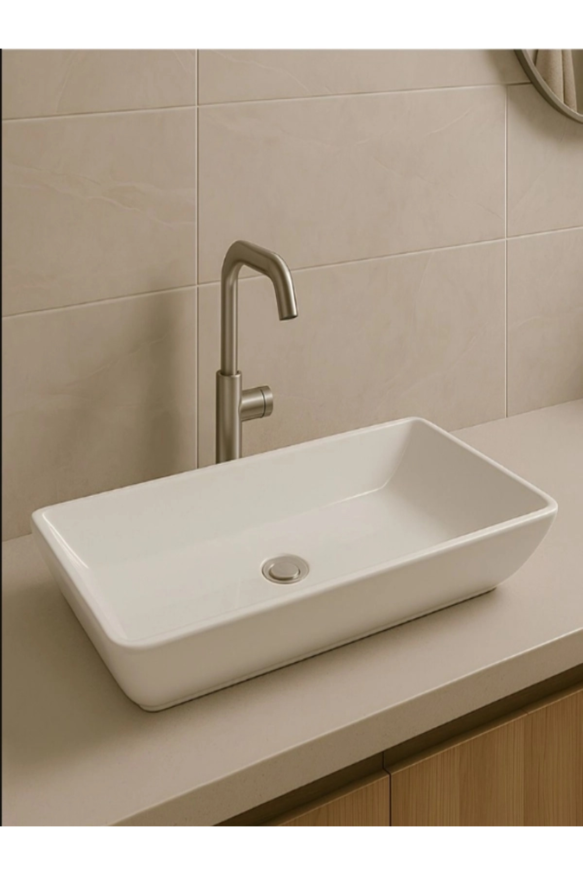 Fualora Seramik Çanak Lavabo Batarya Deliksiz 68*38 cm