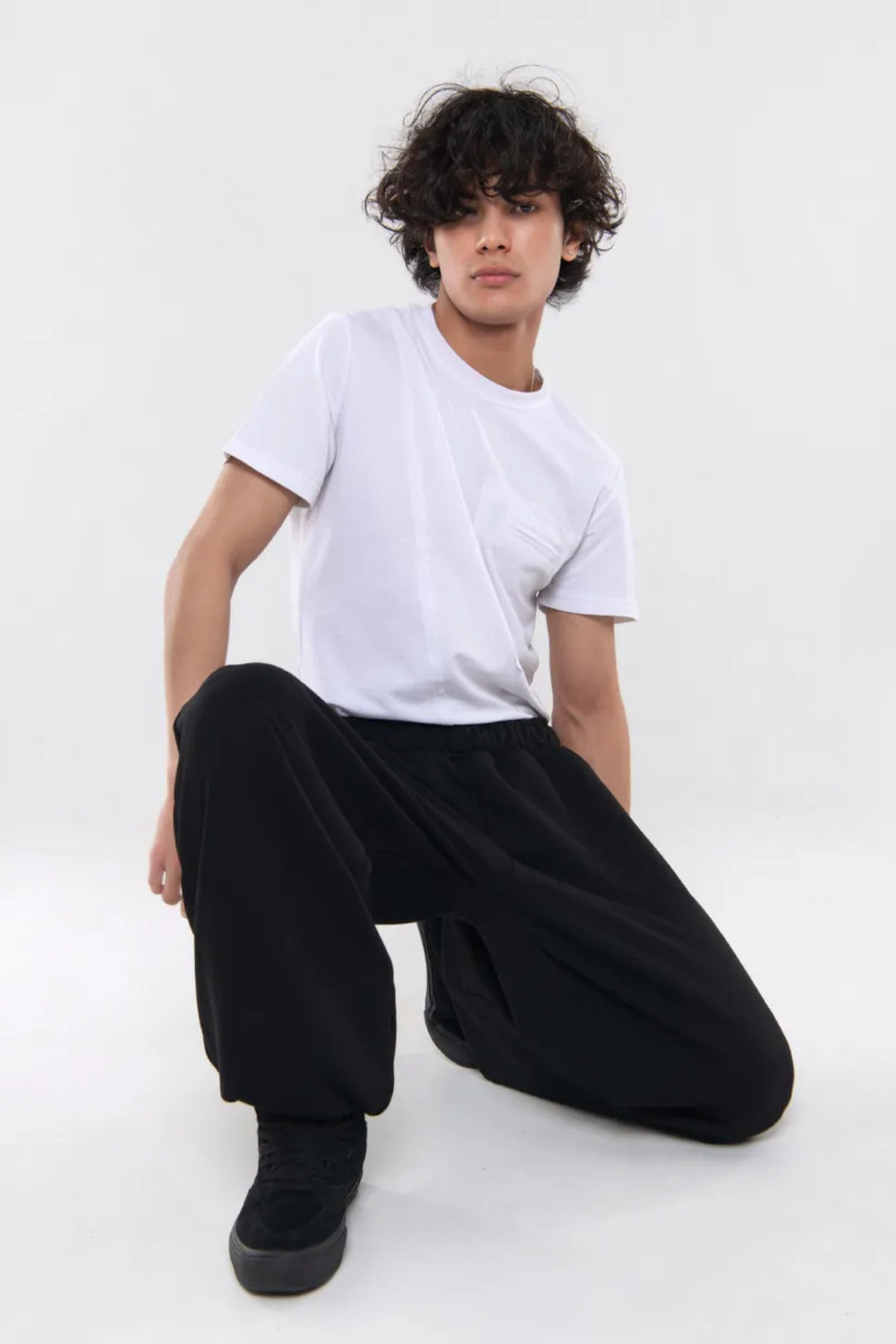 vladivosto  Boru Paça Rahat Kalıp Düz Renk Paça Detaylı Baggy Eşofman Altı Kışlık Kalın Büyük Beden Siyah Gri - Görsel 8