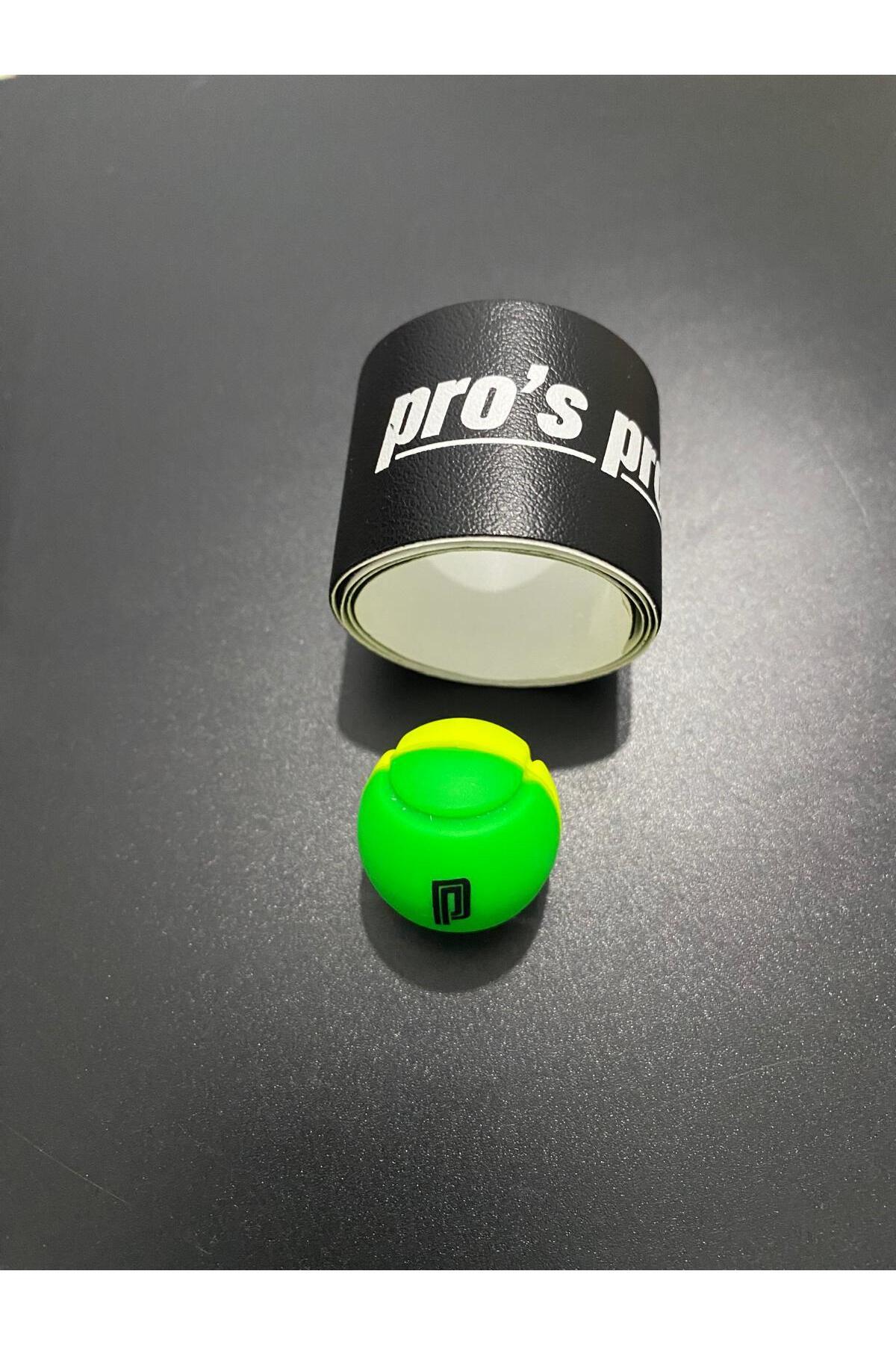 Pro's Pro TENİS RAKET KAFA KORUYCU BANT 40 CM 1 adet / yeşil sarı top titreşim önleyici 1 adet