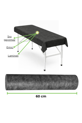 Fabemax 60 cm Sıvı Geçirmez Lamineli Sedye Örtüsü Muayene Masa Örtüsü SPA Mas...