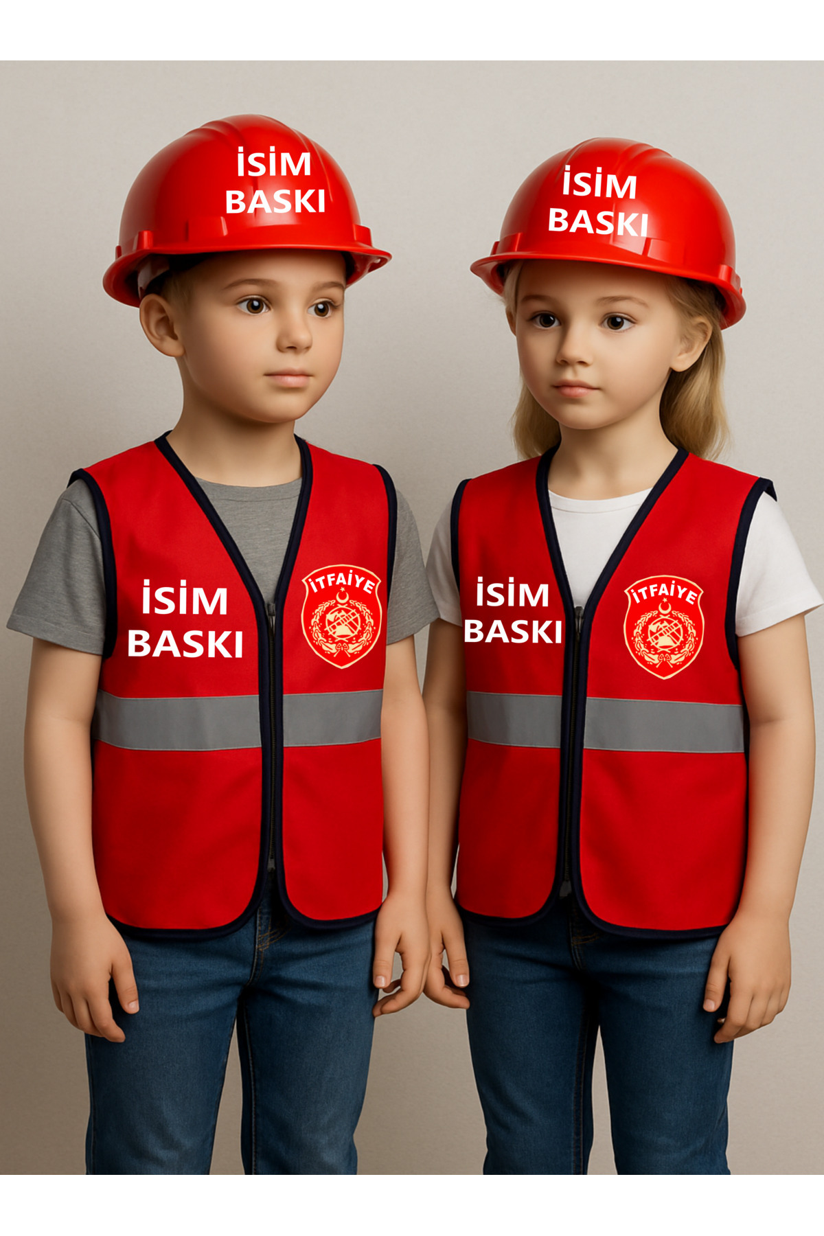 Teknik İTFAİYE LOGOLU YELEK VE BARET SETİ