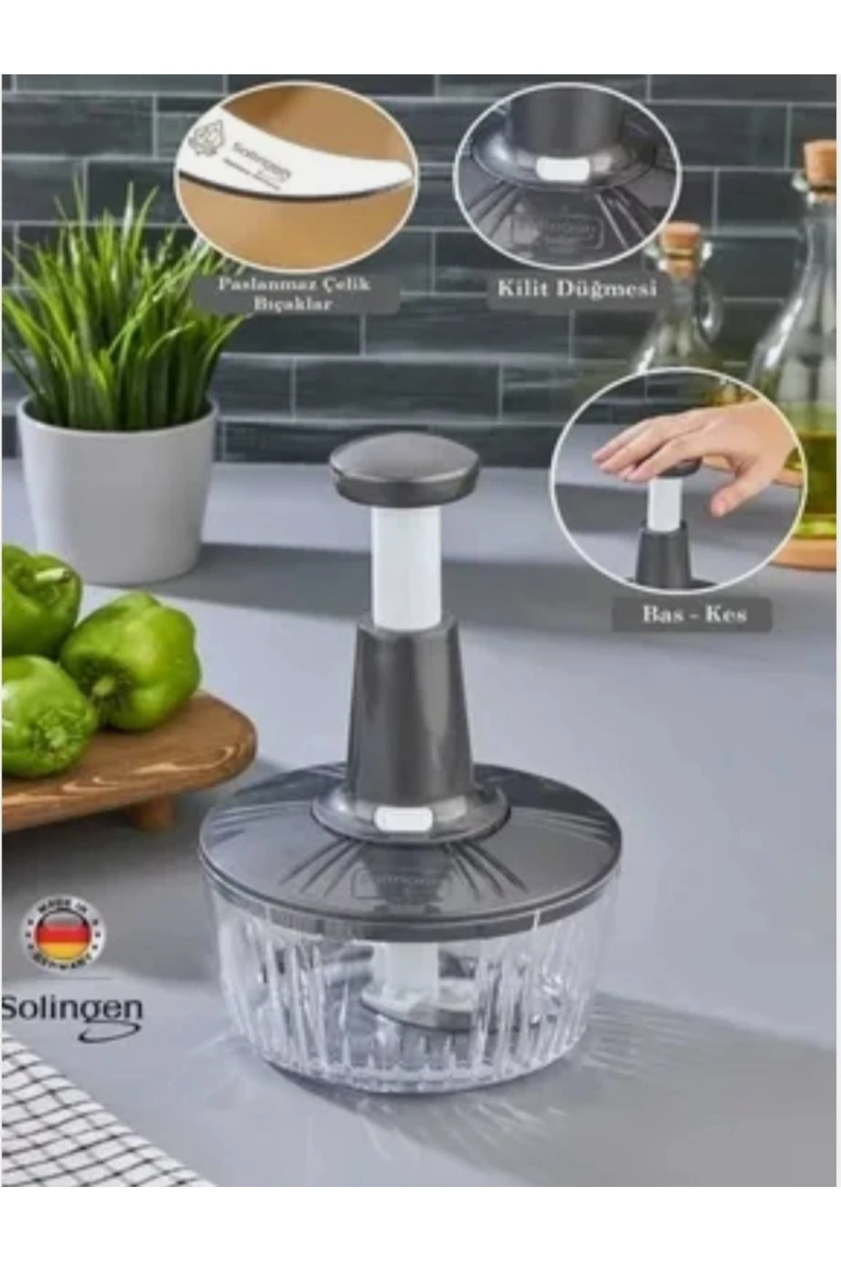 gabgacak Solingen El Rondosu Manuel 3 Bıçaklı doğrayıcı