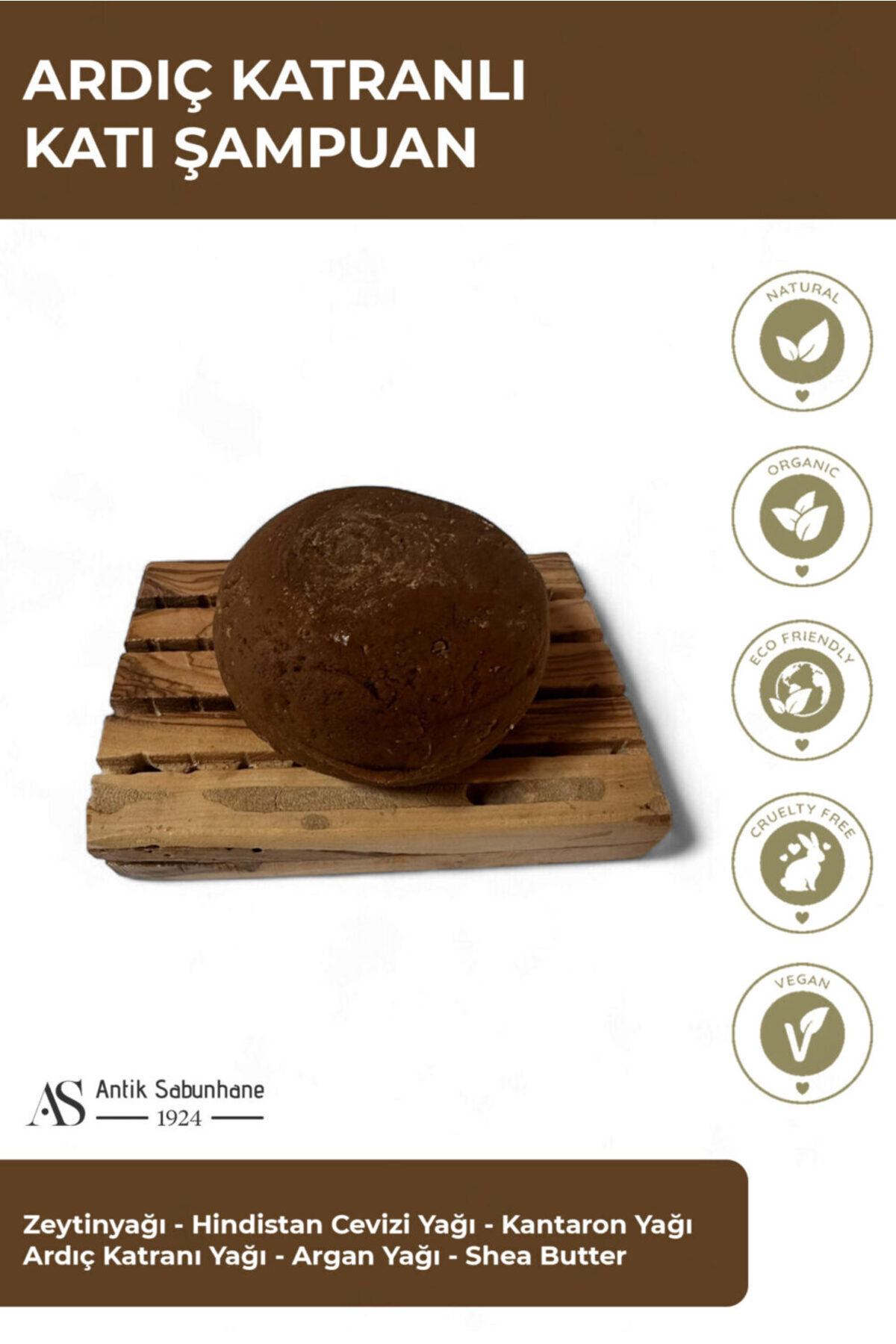 AS ANTİK SABUNHANE 1924 Ardıç Katranlı Katı Şampuan