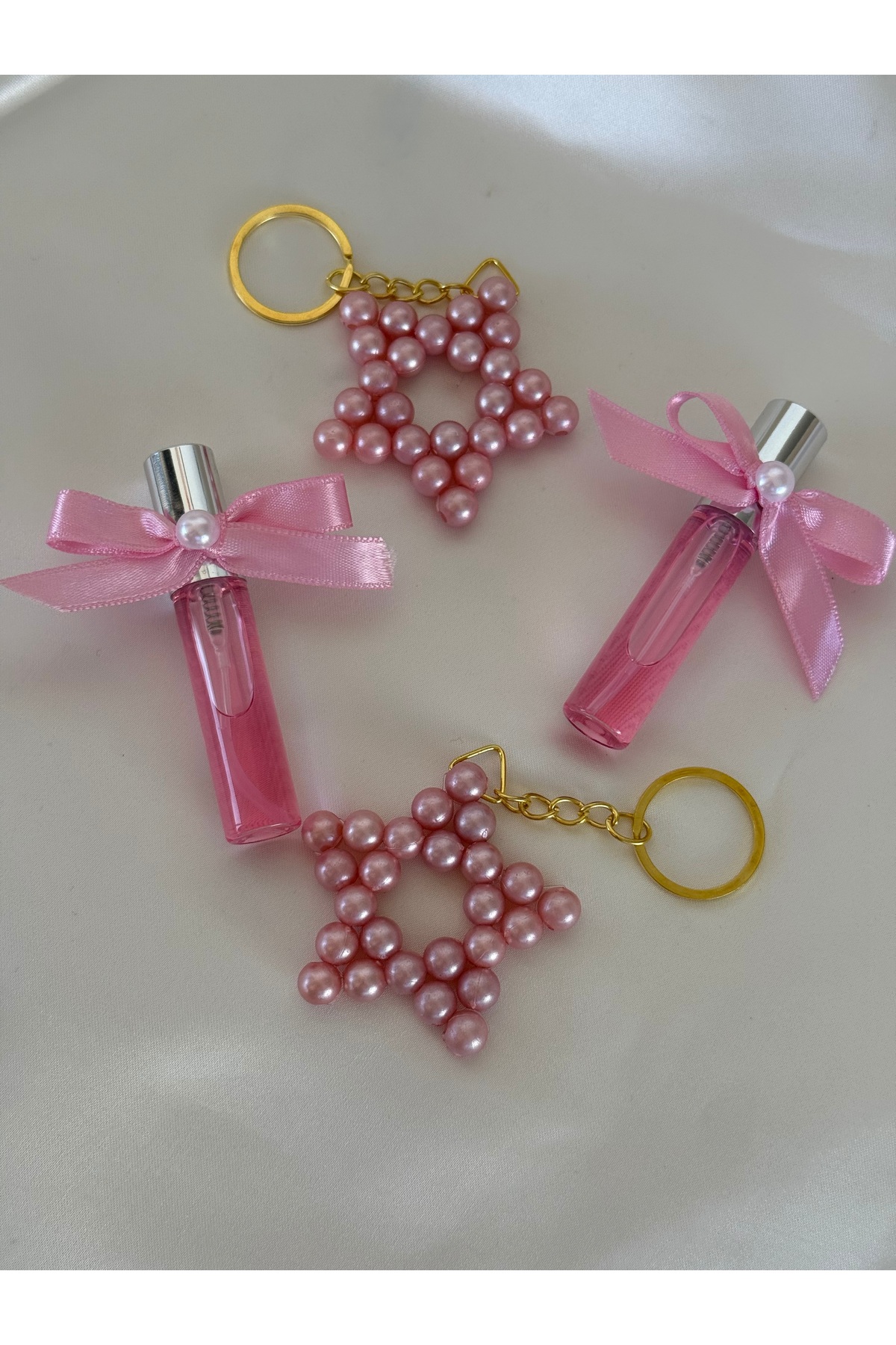 Puffybaby Yıldız Anahtarlık - Cam Kolonya Şişe İkili Set - Yenidoğan Bebek Hediyelik - 15 Adet fotoğrafı 4 (önizleme)