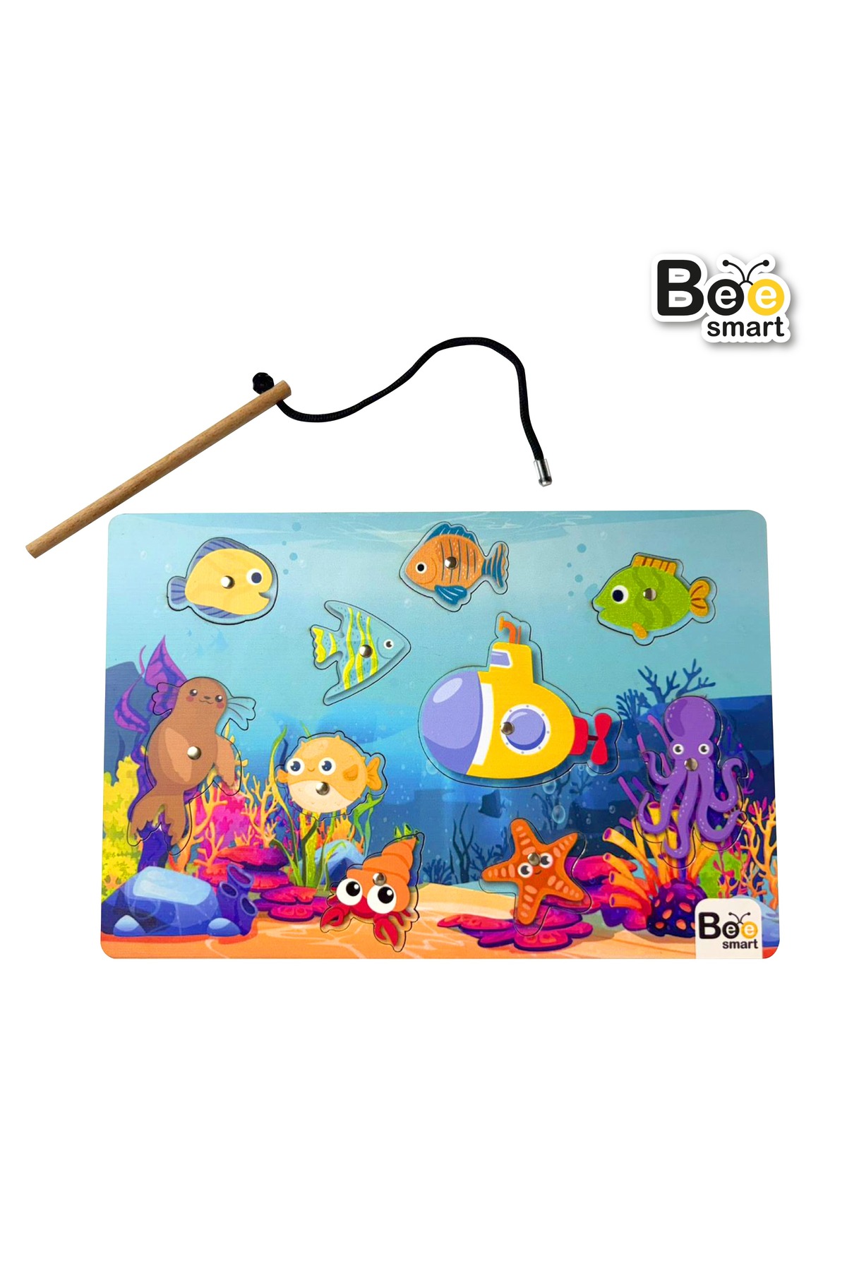 بازی فکری ماهی‌گیری سرگرم‌کننده، اسباب‌بازی چوبی مونته‌سوری برای کودکان ۱ سال به بالا