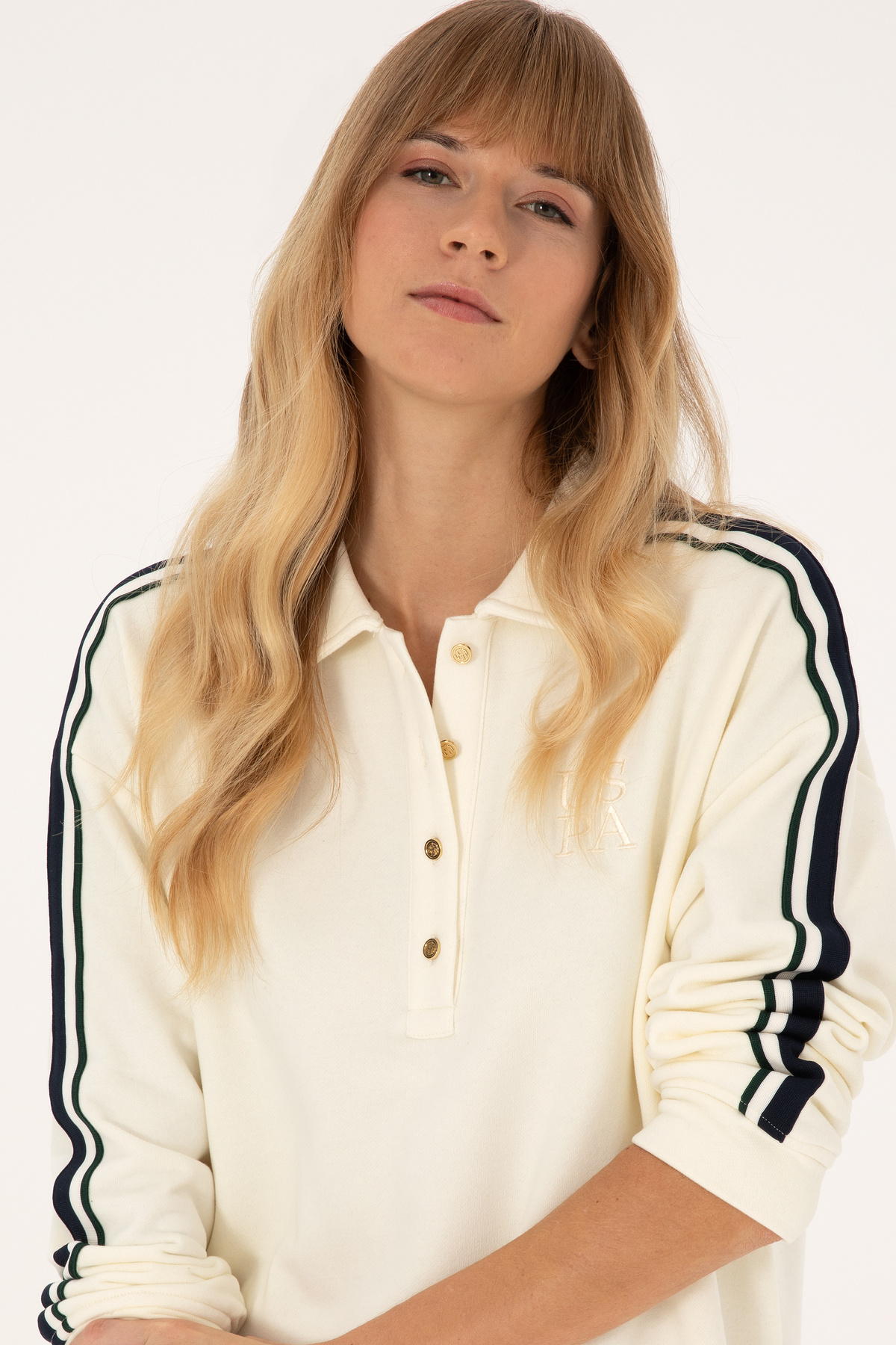 U.S. Polo Assn.  Kadın Krem Polo Yaka Mini Boy Örme Elbise 50313934-VR256 - Görsel 2