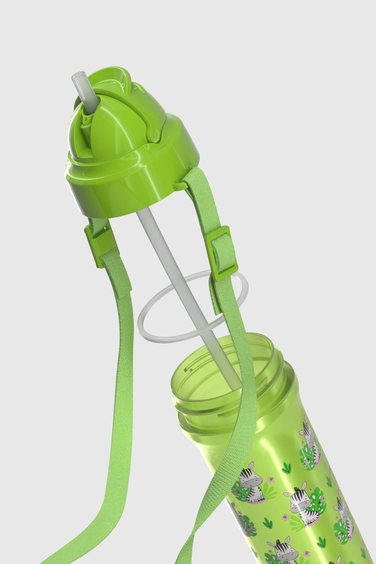 Renga Migo Zebra Desenli 300 ml Askılı Pipetli PP Bebek Suluk 912013 Yeşil fotoğrafı 4 (önizleme)