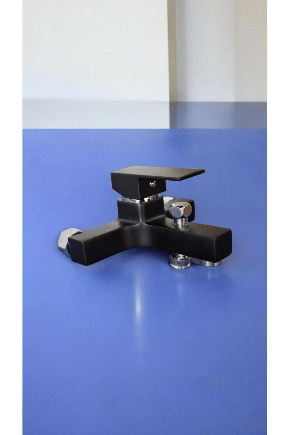MİNEL SU Armatürleri Siyah Kare Banyo Bataryası
