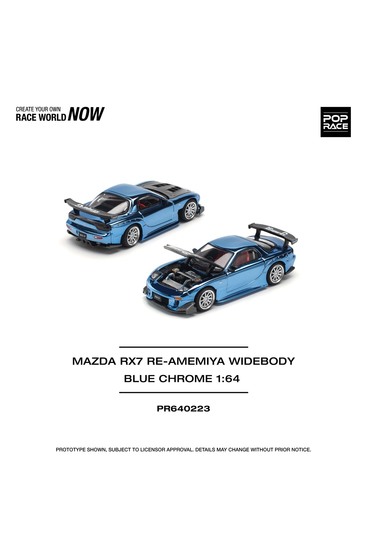pop race 1 :64 Mazda RX-7 RE Amemiya Widebody Blue Chrome