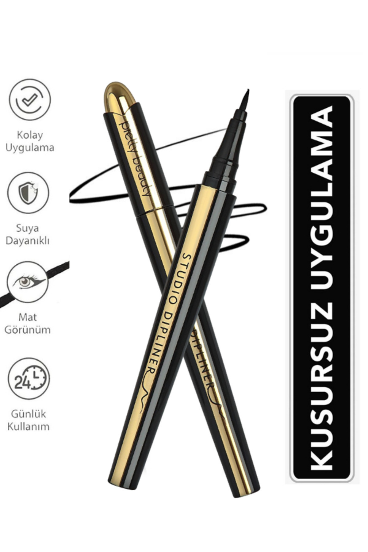 Güzellik Deposu Dipliner Siyah | Kusursuz Mat Görünüm | Suya Tere Dayanıklı | Kolay Uygulama | Eyeliner