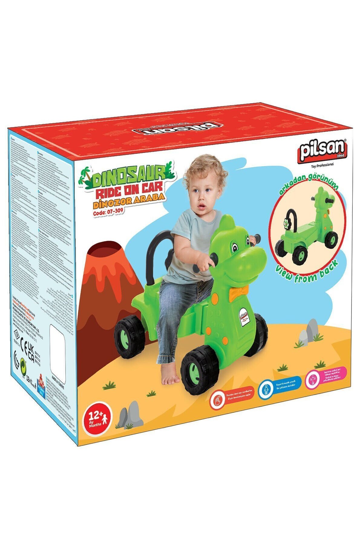 PİLSAN 07 309 Dinozor Car Dönüşebilen Işıklı Sesli Otomatik Sürüşlü Eğlenceli Oyuncak Araba fotoğrafı 4 (önizleme)