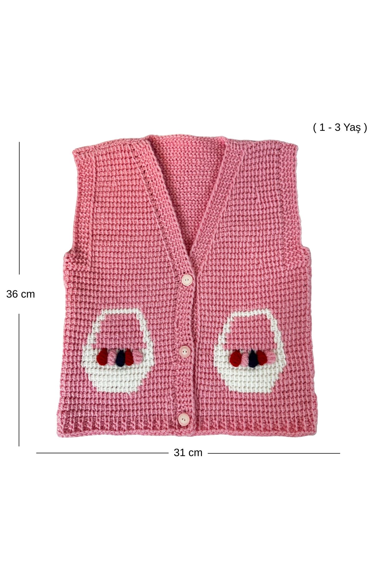 Uretti - Çiğdem 1390 9030 El Örgüsü Yuvarlak Desenli Örgü Yelek - 1 - 3 Yaş fotoğrafı 2 (önizleme)