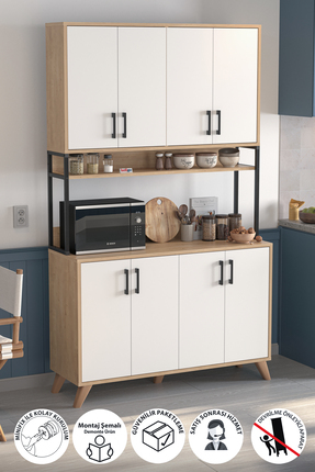 Bofigo 8 Kapaklı Çok Amaçlı Dolap Defne Mutfak Dolabı Erzak Dolabı Kiler Dola...