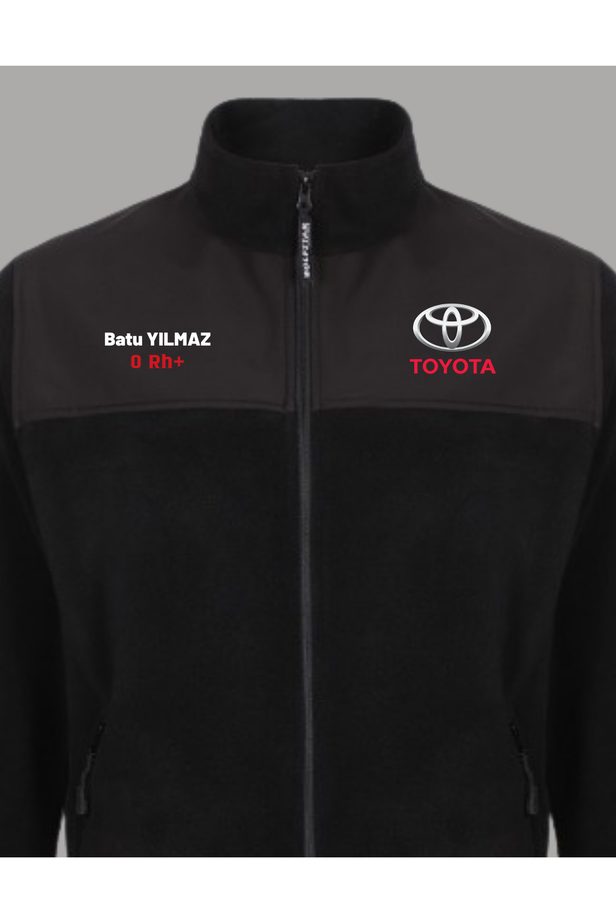 Kişiye Özel BASKILI Softshell Polar – İsim, Soyisim, Kan Grubu AraçLogolu — مشکی araç — تصویر 2 از 3