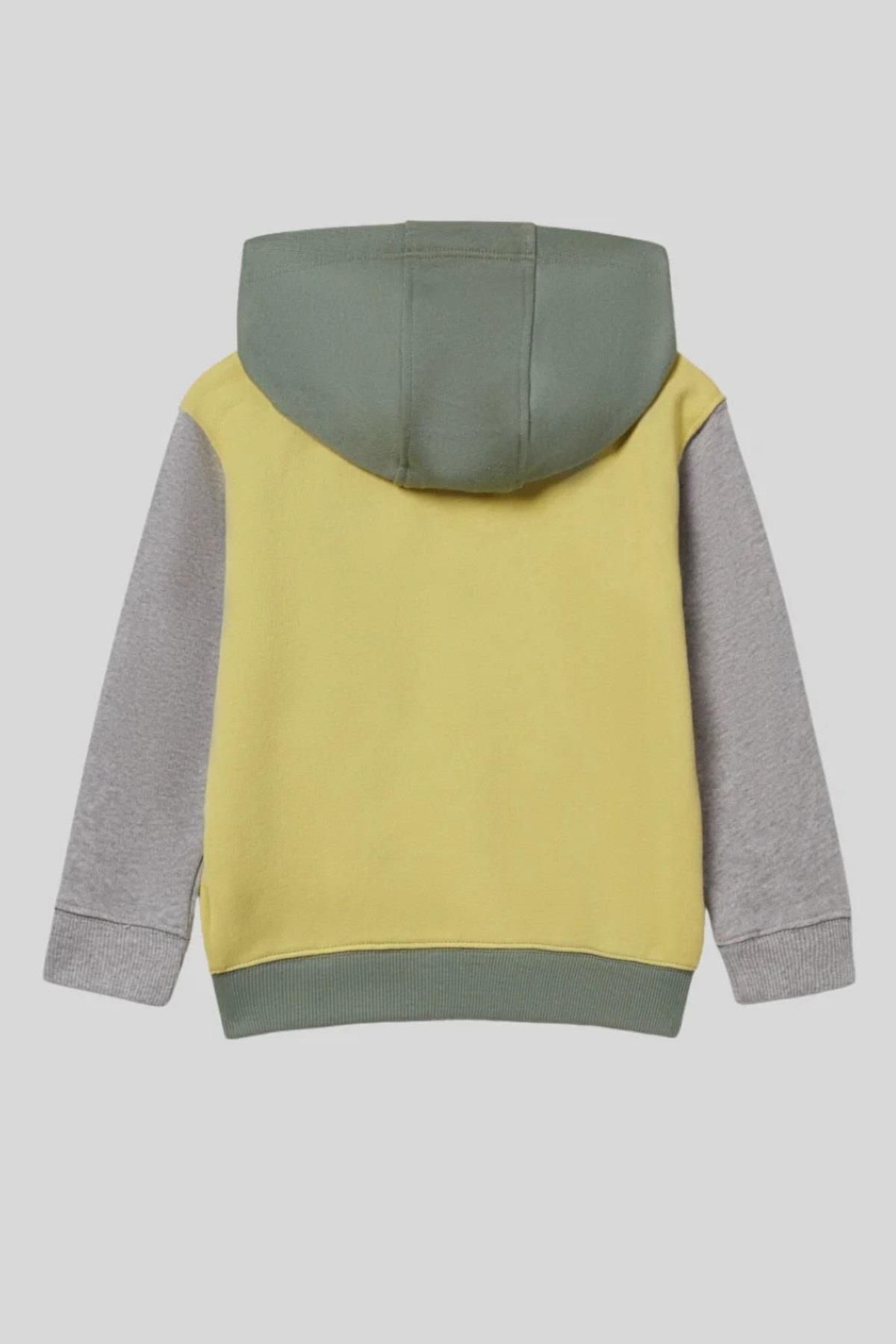 Benetton Erkek Bebek 1-6 Yaş Logo İşlemeli Kapüşonlu Hırka Yeşil fotoğrafı 2 (önizleme)