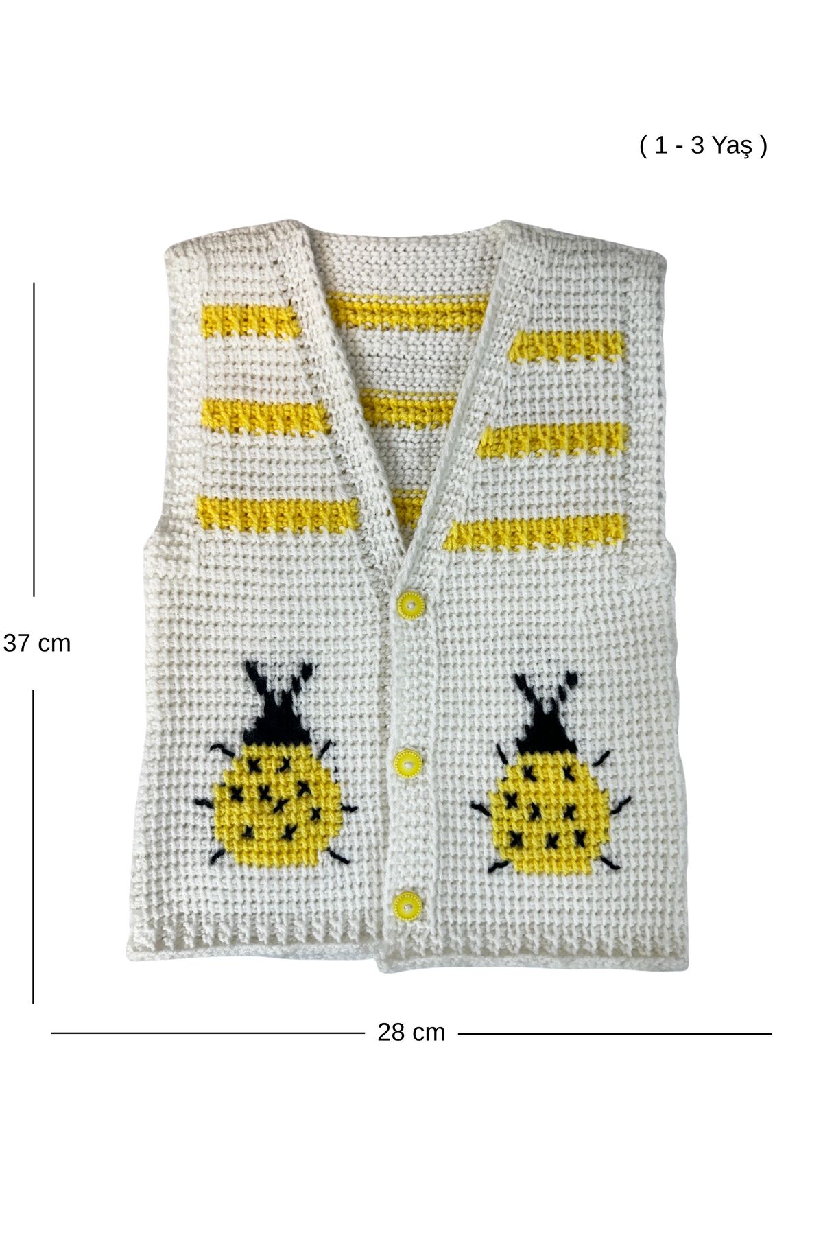 Uretti - Çiğdem 1390 2323 El Örgüsü Uğur Böceği Desenli Örgü Yelek - 1 - 3 Yaş fotoğrafı 2 (önizleme)