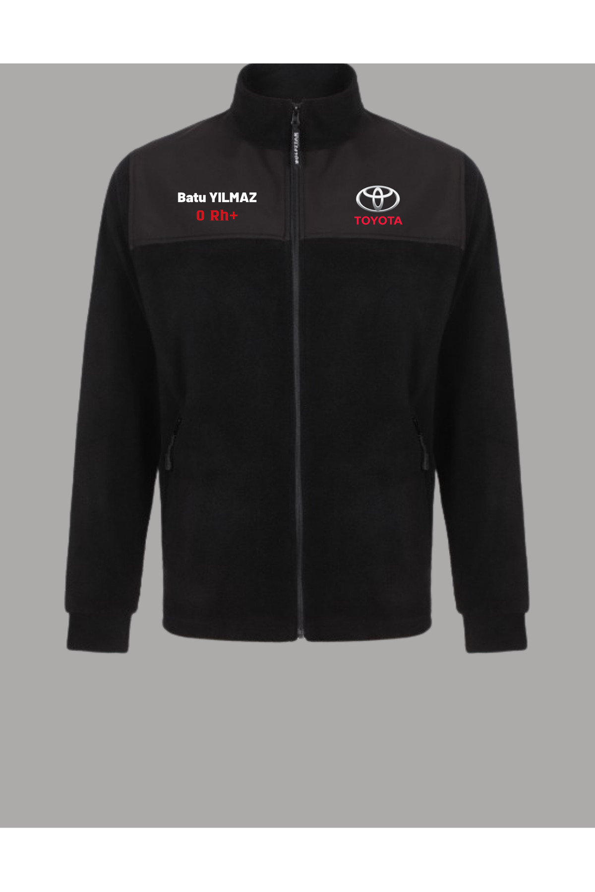Kişiye Özel BASKILI Softshell Polar – İsim, Soyisim, Kan Grubu AraçLogolu — مشکی araç
