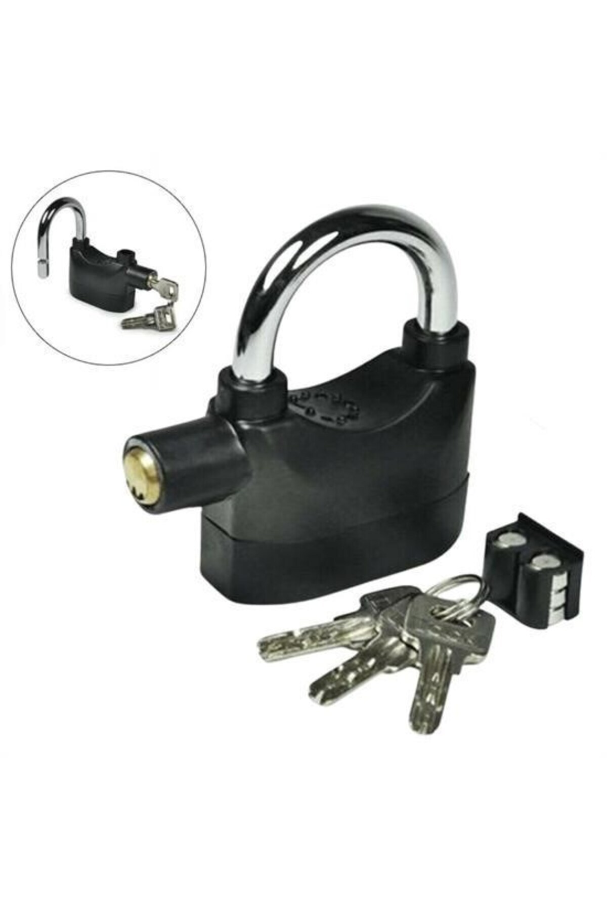 Bİ DÜNYA SHP BUFFER® Desibel Siyah Alarmlı Çok Fonksiyonlu Ekstra Güvenlikli Kare Asma Dolap Kilidi