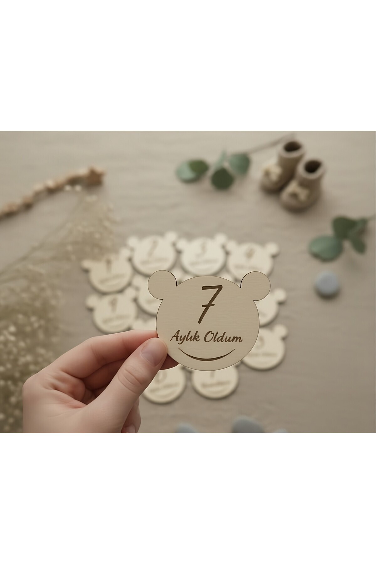 İHRA Ahşap Bebek Aylık Anı Plakları Bebek Anı Kartları Foto Çekim plakları fotoğrafı 2 (önizleme)