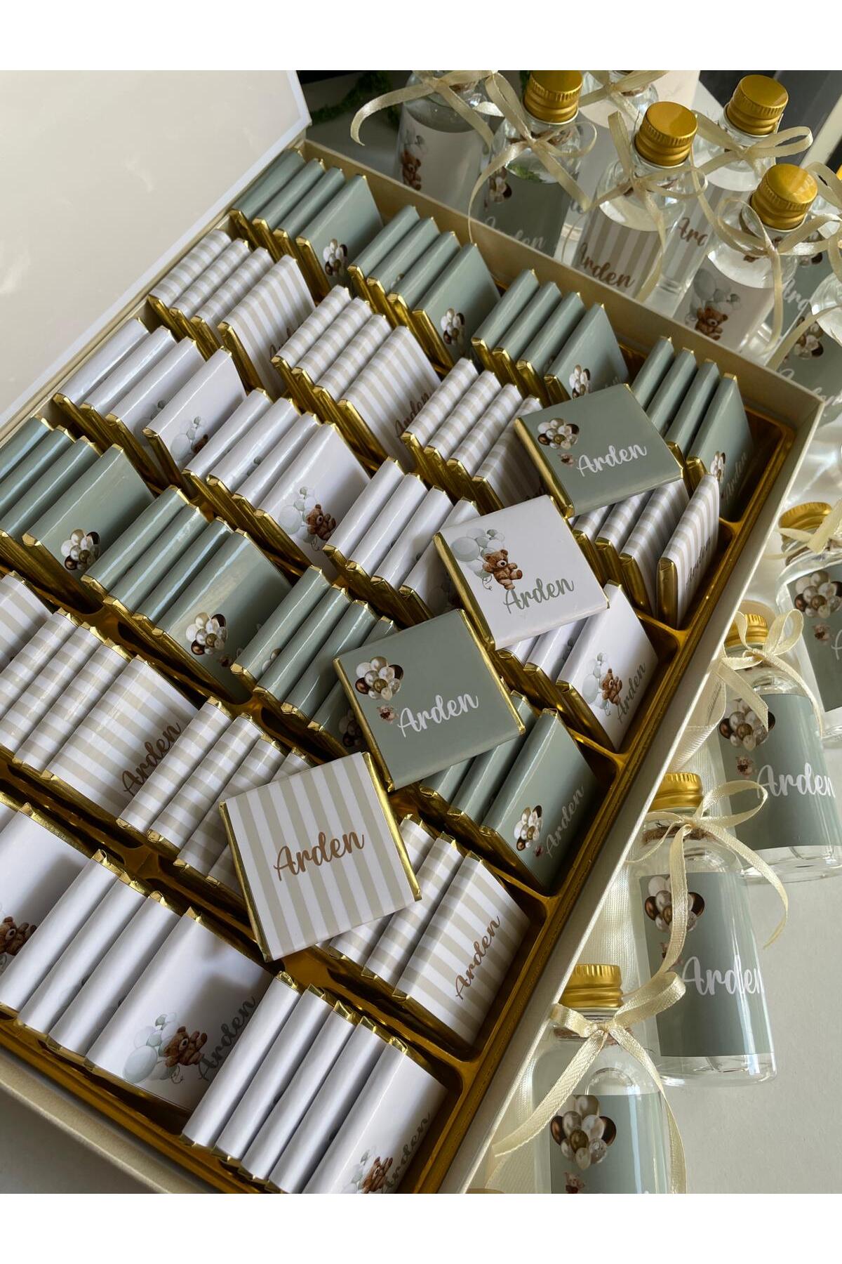 Minemiss Tasarım Kutulu Isme Özel Tasarımlı 60 Adet Kız Bebek Çikolatası Ve 25 Adet Kolonya Dogum-hediyelik-cinsiyet fotoğrafı 3 (önizleme)