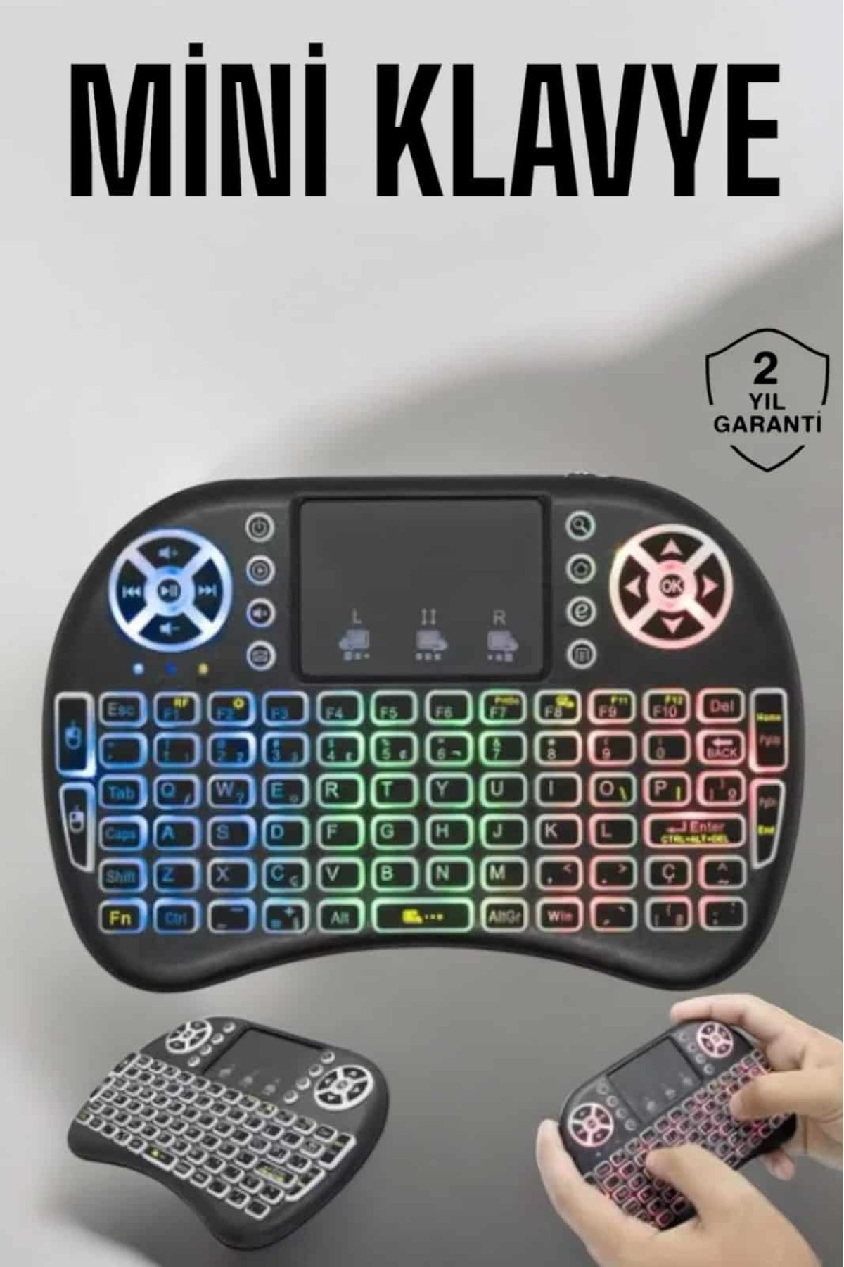 UCUZTEKNO Işıklı Kablosuz Mini Q Klavye Tüm Cihazlara Uyumlu
